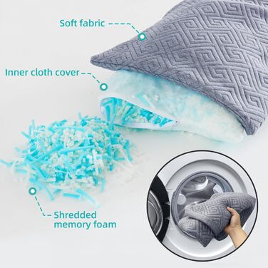 Подушка для сну на боці 39 x 137 см. Довга подушка для тих, хто спить на боці, з подрібненою піною з пам'яті. Вагітна подушка, подушка-обійми з віскоеластичної піни. Знімний чохол, регульована наповнюваність.