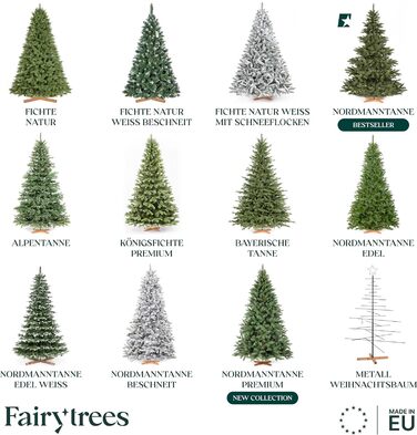 Штучна ялинка FairyTrees 180см NORDMANN FIR з дерев'яною підставкою Зроблено в ЄС