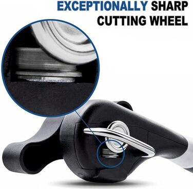 Безпечний відкривач консервних банок, ручний, з гладкими краями, ергономічний, для кухні та ресторану (чорний)