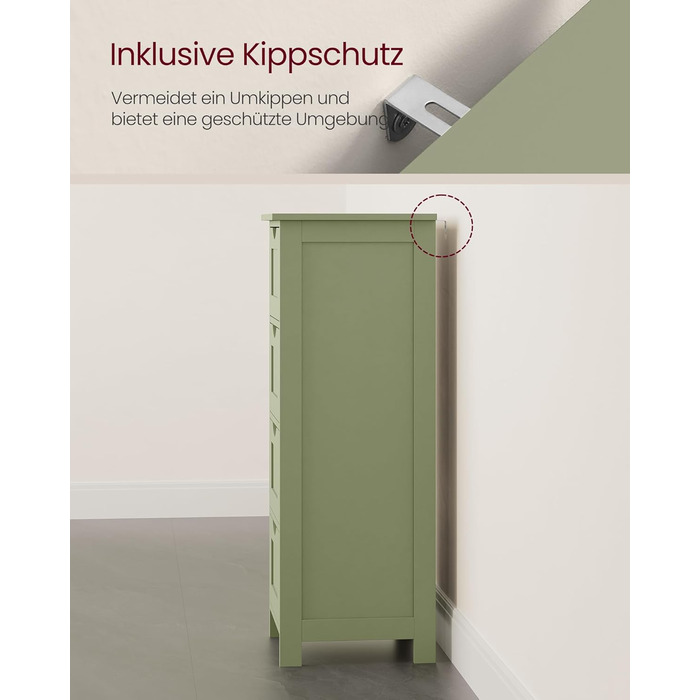 Шафка для ванної кімнати VASAGLE з 4 висувними ящиками, 30 x 30 x 82 см, білий колір, для ванної, вітальні, кухні, їдальні