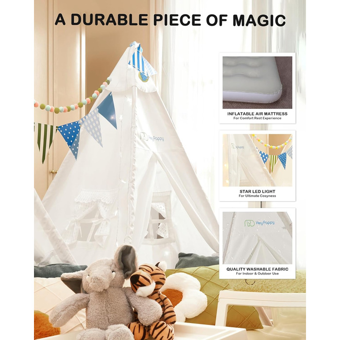 Дитяче намет-типі Heypappy з батутом, гірляндою та кульками - ігровий домік для дівчаток та хлопчиків (рожевий, білий)