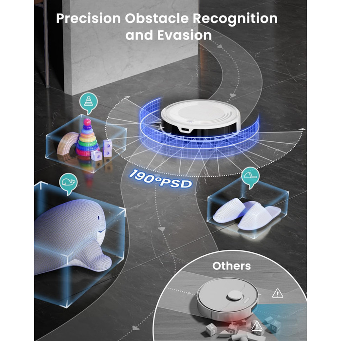 Робот-пилосос Lefant M310 Ultra з функцією миття підлоги, білий. Для тварин, килимів, з керуванням через додаток та Alexa.