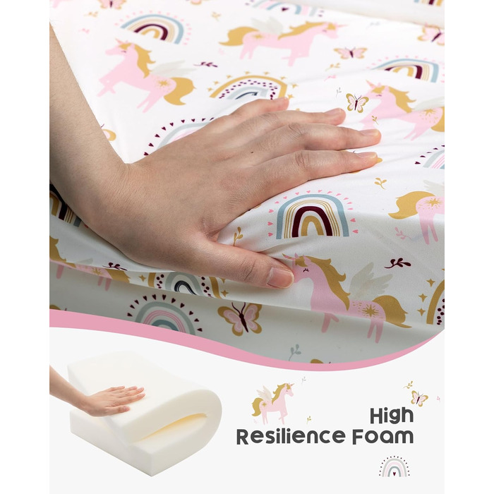 Дитяче розкладне диван-крісло BEJOY 2 в 1, Sherpa, з єдинорогом, бежевий, для дитячої кімнати, подарунок на день народження