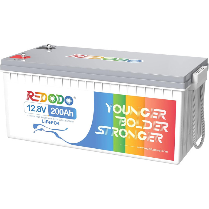 Акумулятор Redodo 12V 200Ah Plus LiFePO4, 200A BMS, вихід 2560 Вт, 4000 циклів для автофургону, сонячної системи, човна