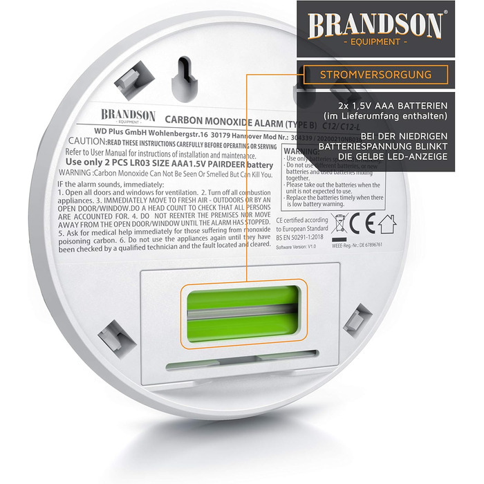 Датчик CO2 Brandson - Вимірювач якості повітря, сенсор вуглекислого газу, моніторинг PPM, індикатор CO2, рекомендації по вентиляції, будильник, термометр, гігрометр