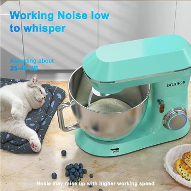 Кухонна машина 9.5л з планетарним міксером, 1500W, DOBBOR, з набором насадок (міксер, гак для тіста, вінчик), 7 швидкостей, синій колір