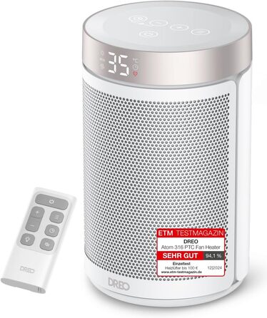 Електричний обігрівач Dreo Atom 316: тихий, 1500W, керамічний PTC, з термостатом та захистом, для спальні