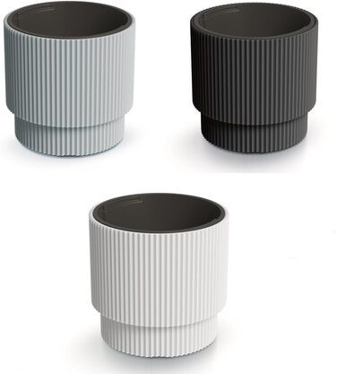 Кашпо для квітів DBMIG з вкладишем, циліндричної форми, біле (36,5 x 29,8 см)