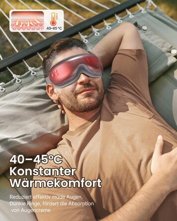 RENPHO Eyeris 1 Масажер для очей з підігрівом, вібрацією та Bluetooth, маска для очей від темних кіл та сухості, покращує сон, подарунок, зелений (сірий)