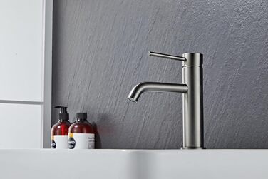Змішувач для ванної кімнати з нержавіючої сталі Позачасовий і сучасний дизайн з Данії Одноважільний змішувач для ванної кімнати Змішувач для умивальника Висока якість і довговічність (графіт)