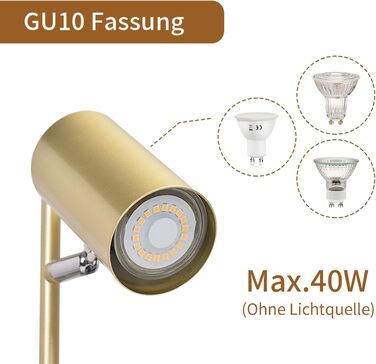 Настільна лампа 2ER Gold: регульована, для спальні, вітальні, офісу, з металу, з вимикачем