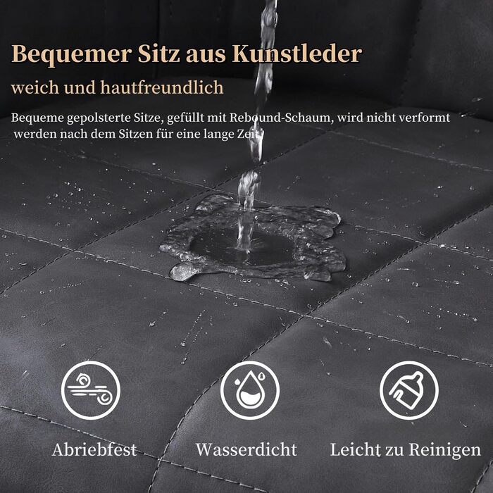 CLIPOP Комплект з 2-х обідніх стільців, з підлокітниками, з штучної шкіри, для кухні, вітальні, обідньої кімнати (штучна шкіра, темно-сірий)