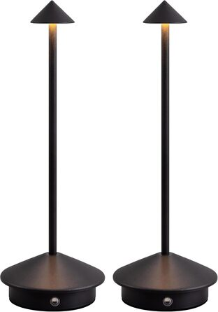 Mini LED-лампа настільна бездротова, акумуляторна, 4000 mAh, регулювання яскравості, для спальні, кухні, кафе, кемпінгу, чорна, 2 шт.