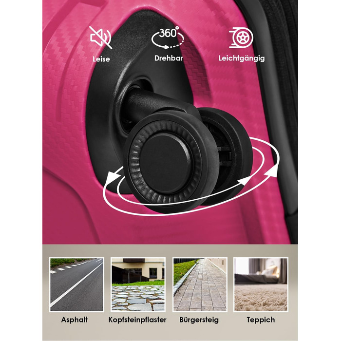 Набір валіз Smartbox Hartschalen 3-в-1: розширювані, з TSA-замком, з відділенням для ноутбука (рожевий)