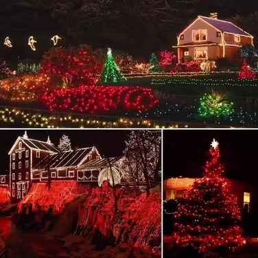 Tuokay Сонячна гірлянда 22м 200 LED, водонепроникна, 8 режимів, для вулиці, декор для саду, балкона, тераси, альтанки, газону, весільна декорація, червона