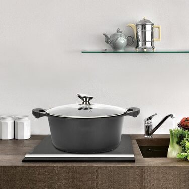 Набір посуду Royalty Line Lavica RL-ES1014M 14 предметів Rosso Borgogna - каструлі, сковороди та кришки для дому та професійної кухні