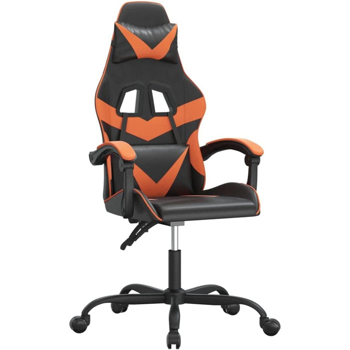 Ігрове крісло VidaXL, крісло, що обертається, офісне крісло, крісло, що обертається, спортивне Крісло, офісне крісло, робочий стіл, комп'ютерне крісло, чорний, зелений, штучна шкіра (без підставки для ніг, чорний і помаранчевий)