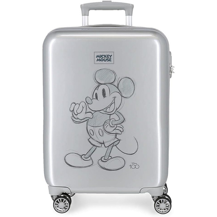 Валіза Disney Mickey 100 Grey салон 37 x 55 x 20 см жорсткий ABS бічний кодовий замок 34 л 2 кг 4 подвійні колеса ручна поклажа