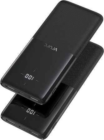 Комплект з 2 шт. , USB C, 2 порти USB, 2.4A, для смартфонів, iPhone, Samsung, чорний, 10000mAh