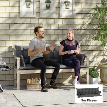 Набір подушок для вуличних меблів (лавка або гамак-крісло), двокольоровий, поліестер, піна, 180 x 110 x 8 см, темно-сірий