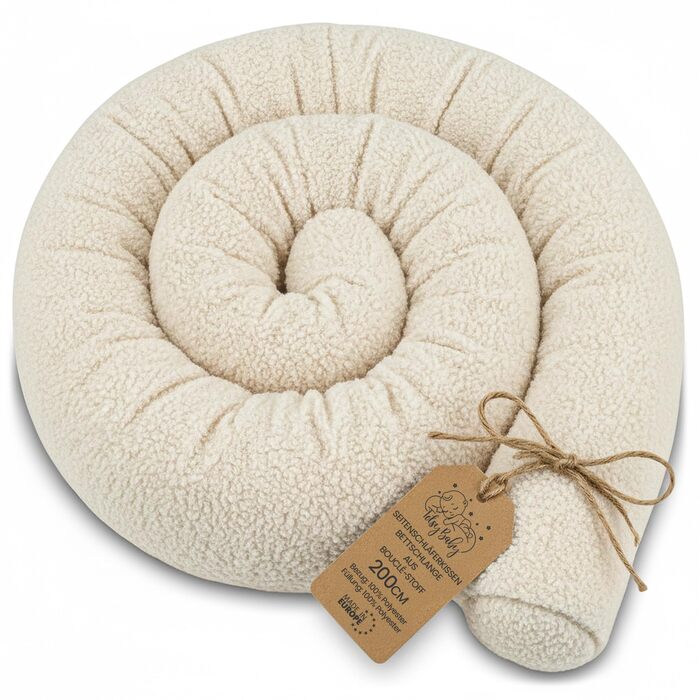 Подушка для сну Totsy Baby (Body Pillow) з бавовни, 200 см, кремова — ергономічна подушка для вагітних та підтримки тіла, Oeko-Tex