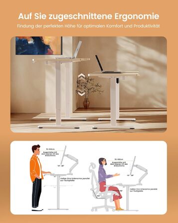 Електричний регульований стіл ErGear 160x80 см з пам'яттю, для дому та офісу, з'єднувальна панель 120x60 см, світле вінтажне дерево