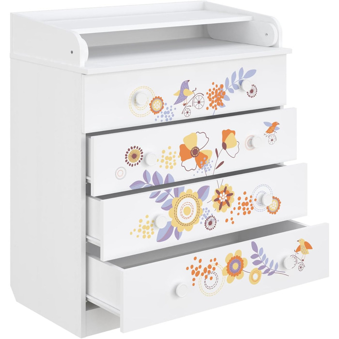 Комод-пеленальник Shefa Kids 800 білий - якісний комод з пеленальним столиком для дитячої кімнати