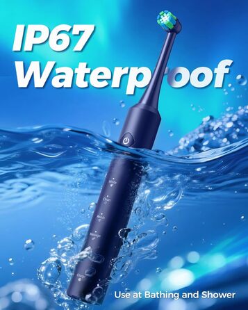 Електрична зубна щітка для дорослих Rotierende з 8 насадками, 4 режимами чищення, акумулятор до 60 днів, таймер 2 хв - професійна, блакитна