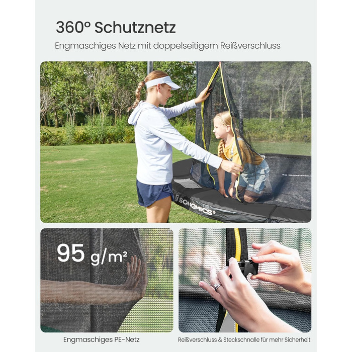 Батут SONGMICS для дітей вуличний Ø305 см з захисною сіткою та драбиною, чорний