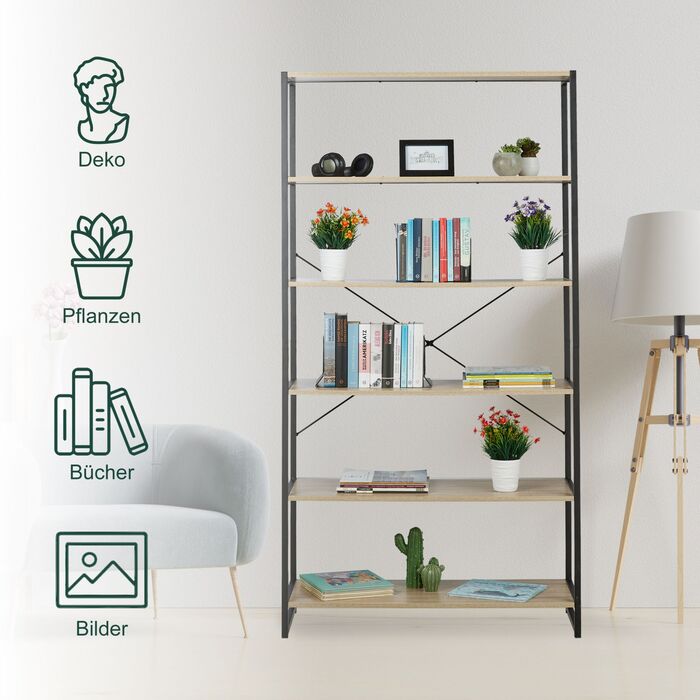 Стелаж Relaxdays з 6 секціями в індустріальному стилі