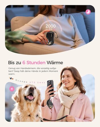 Електричні грілки для рук OCOOPA 2 шт. з дизайном гребінця, багаторазові, 4000mAh, 1.5 см, підходять у рукавички та сумки, подарунок на Новий рік, для жінок, зимові аксесуари, Ocoopa x UT5 Wiesengeflüster (Кількісний випуск)