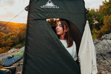 Намет Wanderfalke® XL Pop Up, роздягальня, туалет, душ 120x120x210 см для відпочинку на природі, кемпінгу, риболовлі, пляжу, з сумкою (Хвойний зелений)