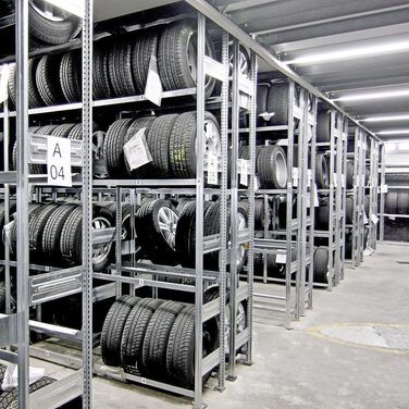 Регулятор для шин PROREGAL | Поличкова стійка | 200x100x40 см | 3 рівня | Макс. навантаження 150 кг | Оцинкована сталь | Стійка для шин у гараж