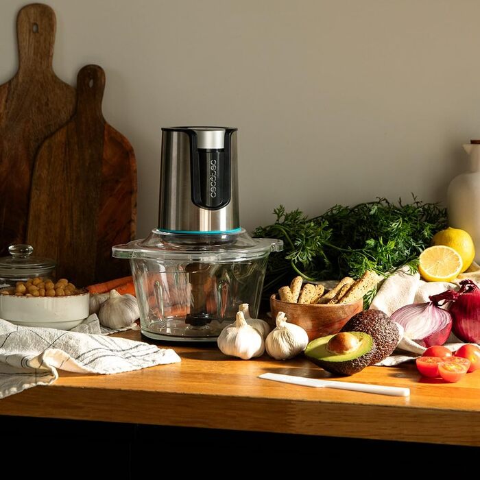 Подрібнювач Cecotec ChopBeat 2000S 500W зі скляною чашею 500г, 4 леза з нержавіючої сталі, 2 швидкості, антиковзкі ніжки