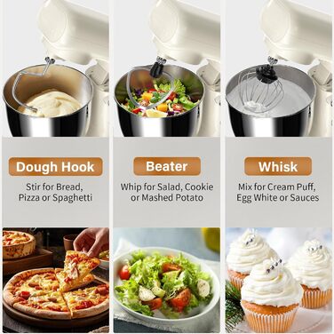 Кухонна машина-міксер з двома чашами 2.5L+3L, 10 швидкостей, 1500W, з набором аксесуарів для випічки та приготування їжі