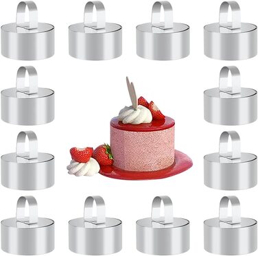 Кільце для торта mopoin маленьке, 12 шт. десертних кілець, кільця для випічки з нержавіючої сталі з утрамбовкою, кільце для торта, мус, десерт, 8 см (