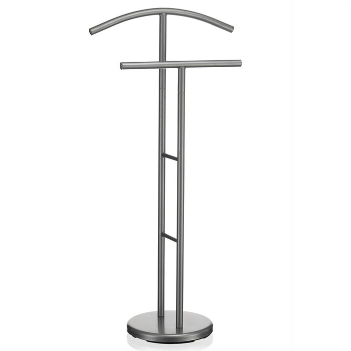Стійка для одягу IDIMEX LAURENZ – металева, сіра, з вішалкою для штанів