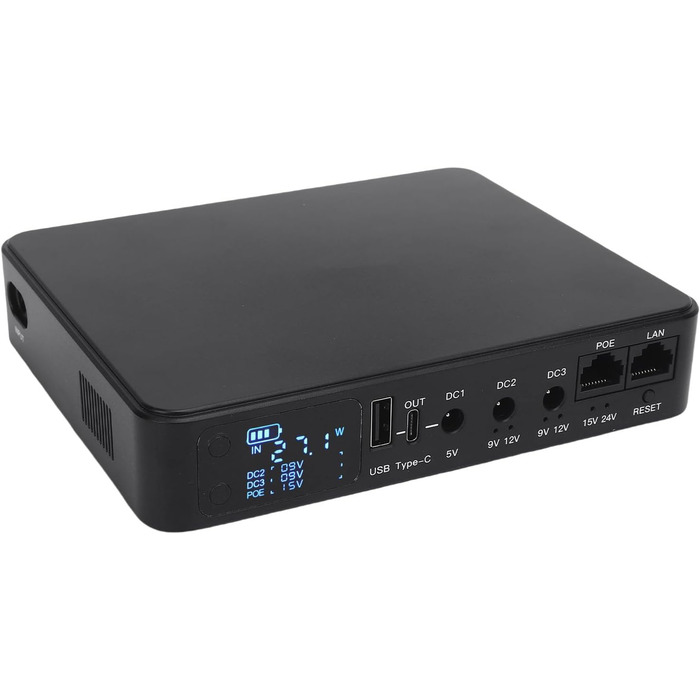 UPS джерело безперебійного живлення 18000 мАг з цифровим дисплеєм, DC USB POE виходи, для камер, роутерів, сканерів відбитків пальців (EU)