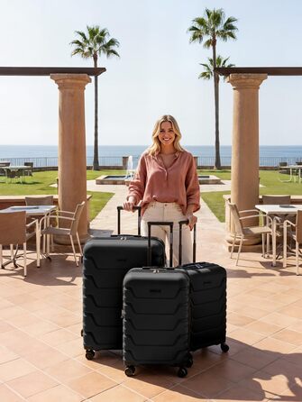 Набір валіз Smartbox Hartschalen 3 шт. | Розширюваний, з TSA-замком, з поліпропілену | Чорний | Для жінок та чоловіків (Edition 01)