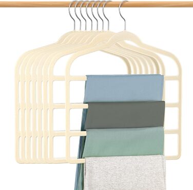 Набір вішалок для штанів DUDUCOFU (6 шт.) з велюром, ABS-пластик, бежевий колір, для штанів, джинсів, суконь