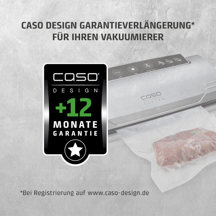 Вакууматор Caso HC170 для продуктів з регулюванням часу запаяння, потужний насос 9 л/хв та набором пакетів 20x30см