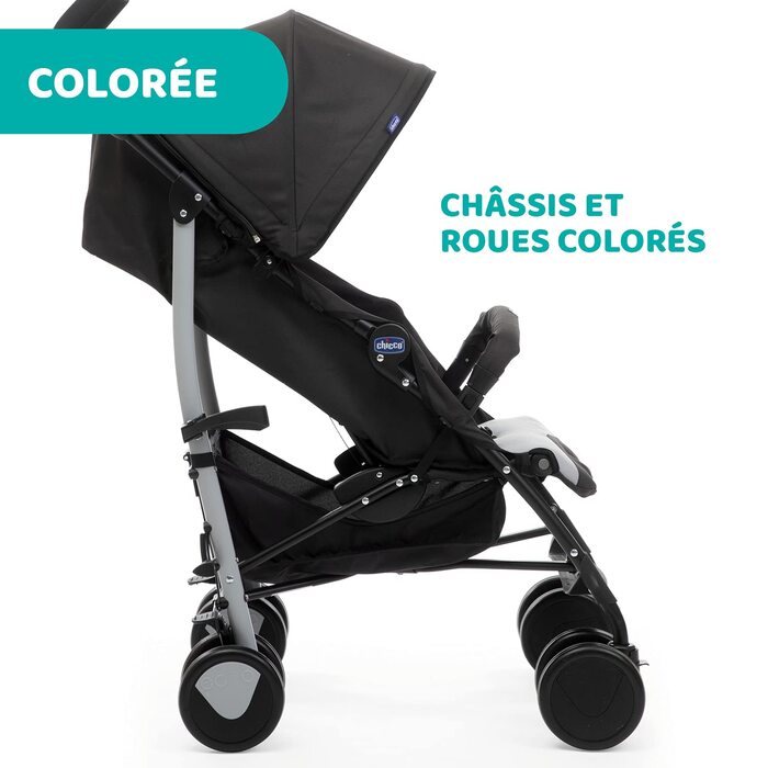 Дитяча коляска Chicco Echo, зелена, для дітей до 22 кг, регульована спинка, великий сидіння, бампер, складаний капюшон, дискові гальма та поворотні колеса