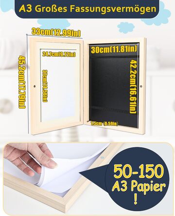 Дерев'яна рамка для дитячих малюнків Ciscle A3, для творчості, школи та дому