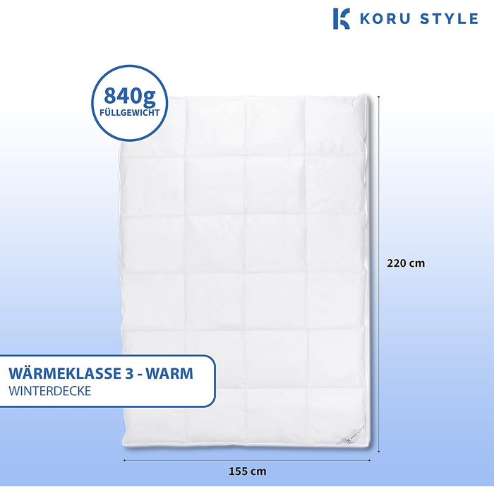 Ковдра Koru Style Royal Down 155x220 см 90 пух, клас тепла 3, виробництво Німеччина