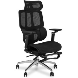 Офісний стіл MUSSO H80 Pro з ергономічним дизайном, сітчасте крісло, підтримка попереку 3-зонна, регульовані підлокітники 4D, спинка з 5 рівнями налаштування, підставка для ніг (чорний)