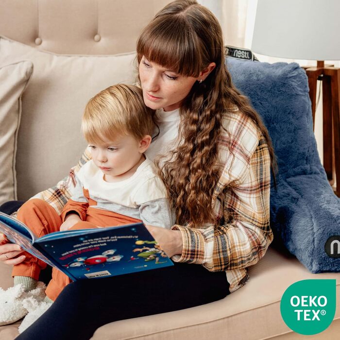 Подушка для читання Nestlé Pelz - стильна спинка для сидіння в ліжку, штучне хутро, подушка-стілець з підлокітниками для дорослих та дітей, спинка для відпочинку в ліжку, салатовий колір