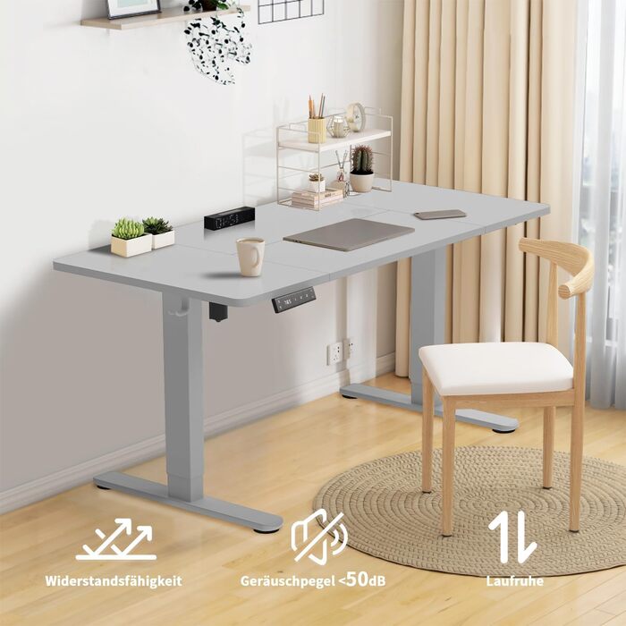 Регульований стіл за висотою 120x80 см з USB-C, органайзер для кабелів, пам'ять положень, білий