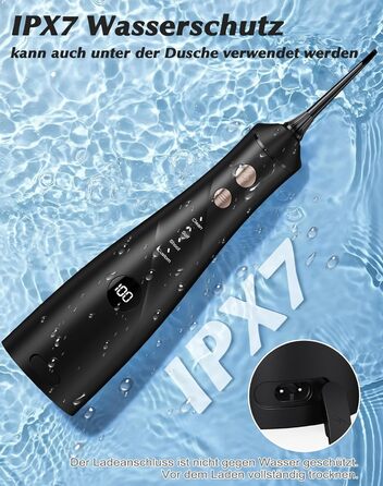 Електрична ірigator для порожнини рота Munddusche: 5 насадок, 4 режими, IPX7, для дому та подорожей