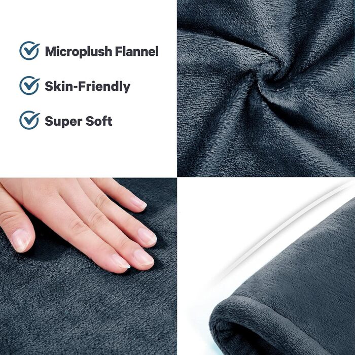 Електричний нагрівальний килимок для спини, шиї та плечей 60 x 85 см, 4 температурні режими, з автовимкненням та захистом від перегріву, можна прати в машині (Блакитний)