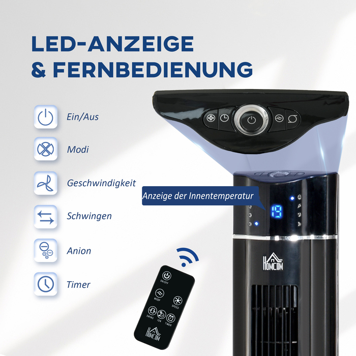 Вентилятор 2-в-1: підлоговий та настільний, чорний (32 см x 32 см x 106,8 см)